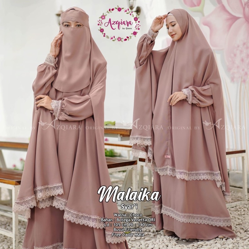 MALAIKA SYARI gamis syari free cadar original qiara fashion original intanaka kanza-coco