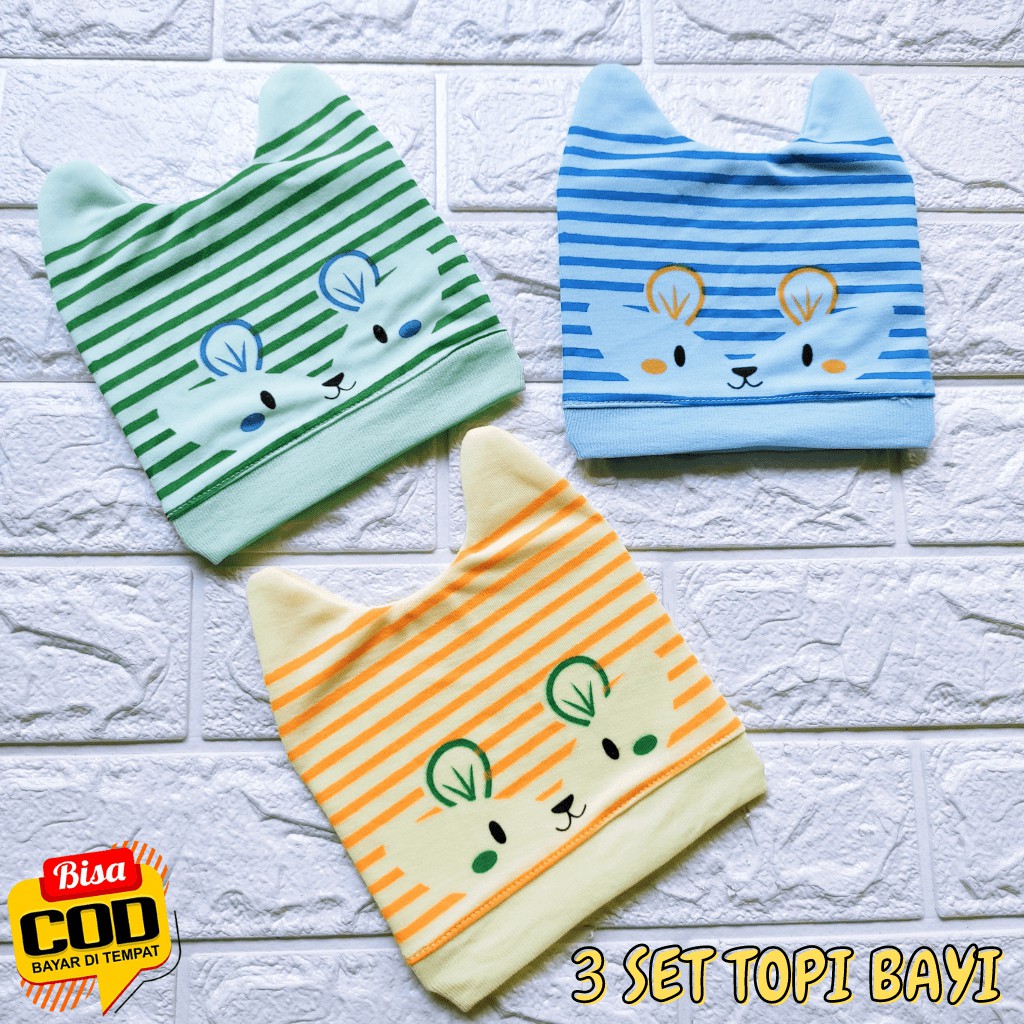 3 Kupluk Bayi Baru Lahir / topi Bayi Baru Lahir Motip Lucu 0-3 Bulan Newborn