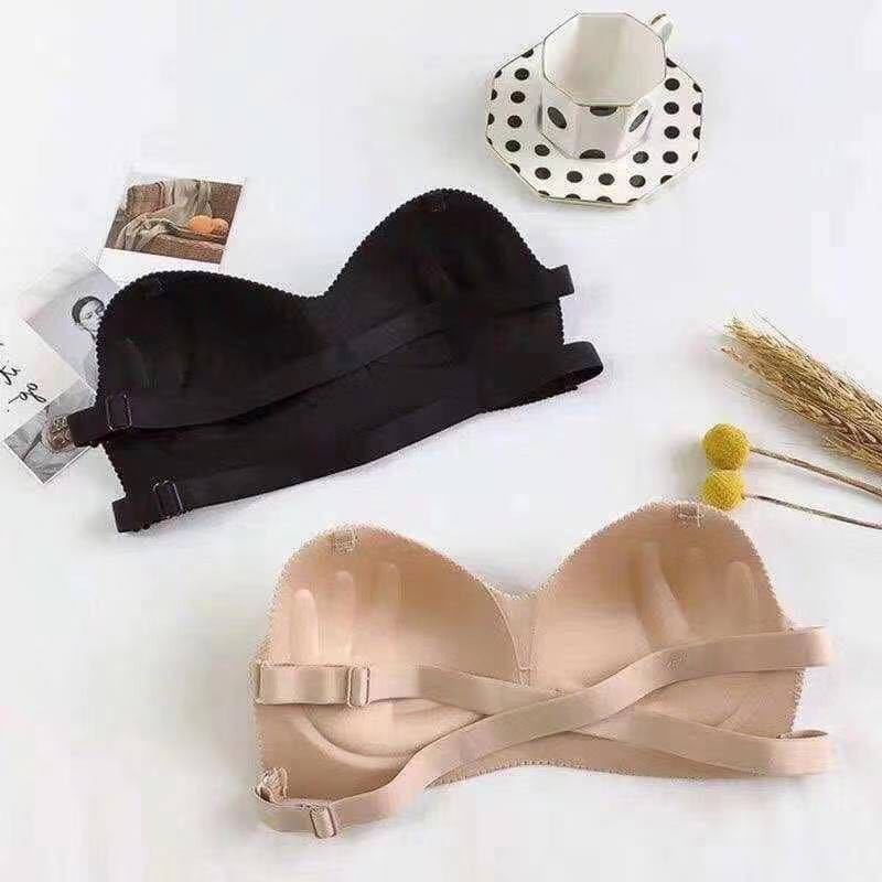 GO!BR020 BRA WANITA PUSH UP BRA BH TANPA TALI CEWEK MODEL X BELAKANG DAPAT DIATUR UKURAN COD