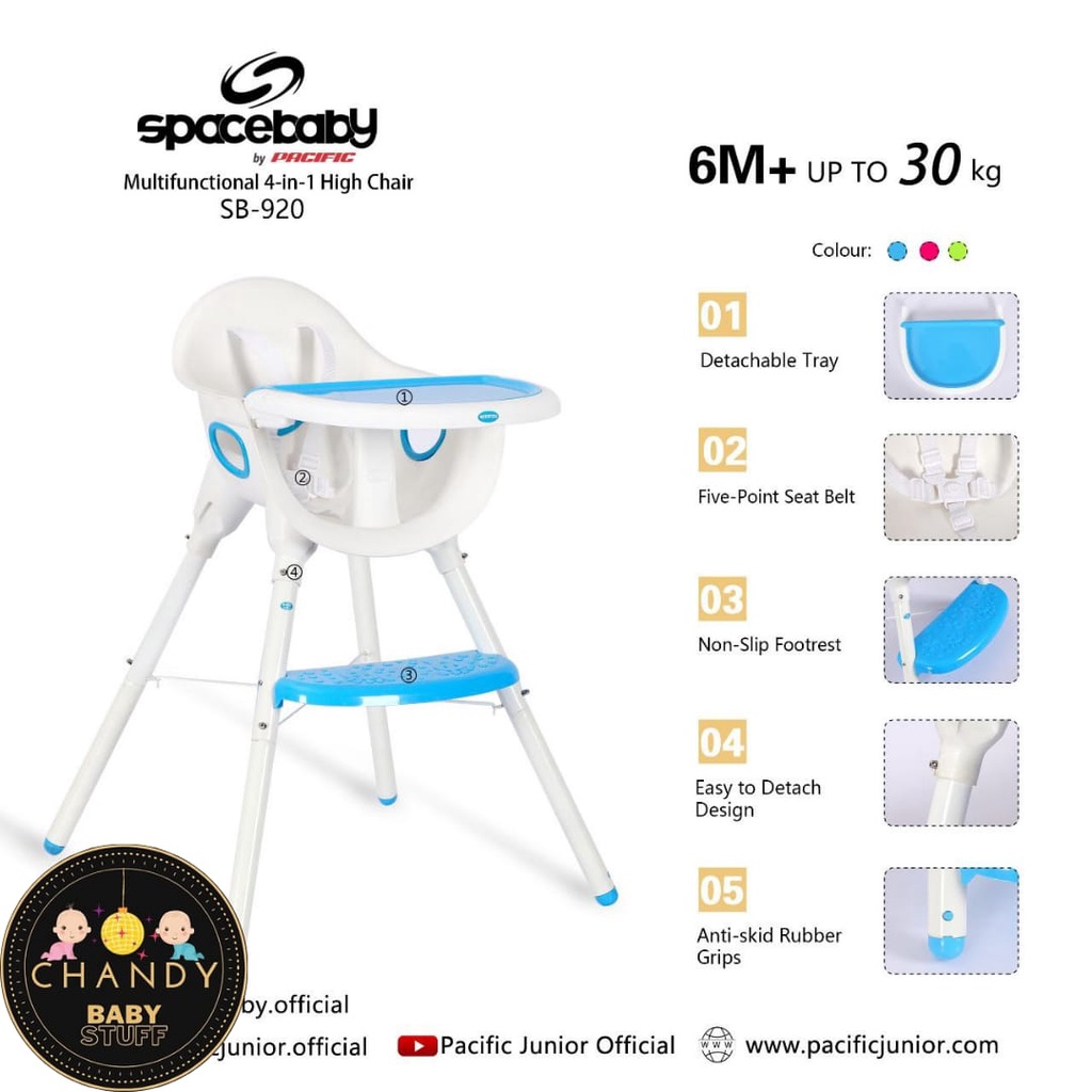 BABY CHAIR KURSI MAKAN 4IN1 ANAK SPACEBABY SB 920