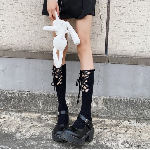 LS-14 KAOS KAKI TALI LOLITA Cosplay Japan Jepang Gothic Socks Overknee Stoking