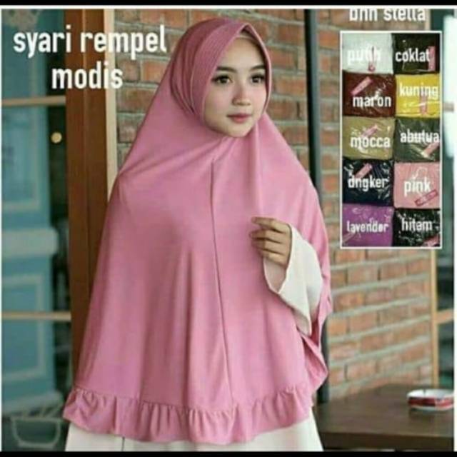 Kerudung hijab jilbab KHIMAR syari rempel bahan Jersey
