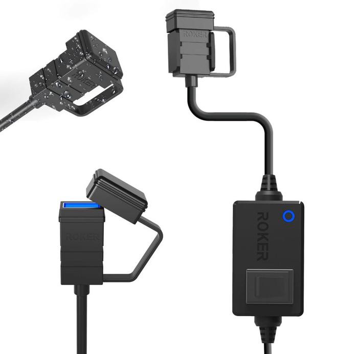 Charger Motor ROKER STREET 2.4A Waterproof Casan HP Aki Motor LED Ligh