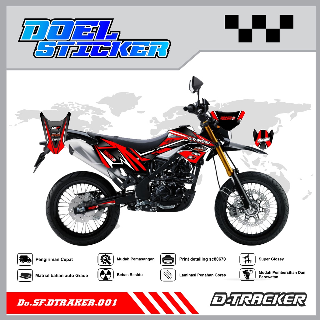 Sticker Striping Kawasaki Dtracker Semifull Varasi Hologram Pelangi,Crome Doel 001