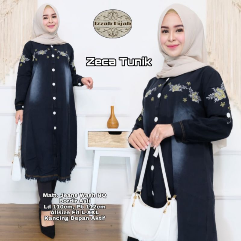 long tunik, atasan jeans jumbo