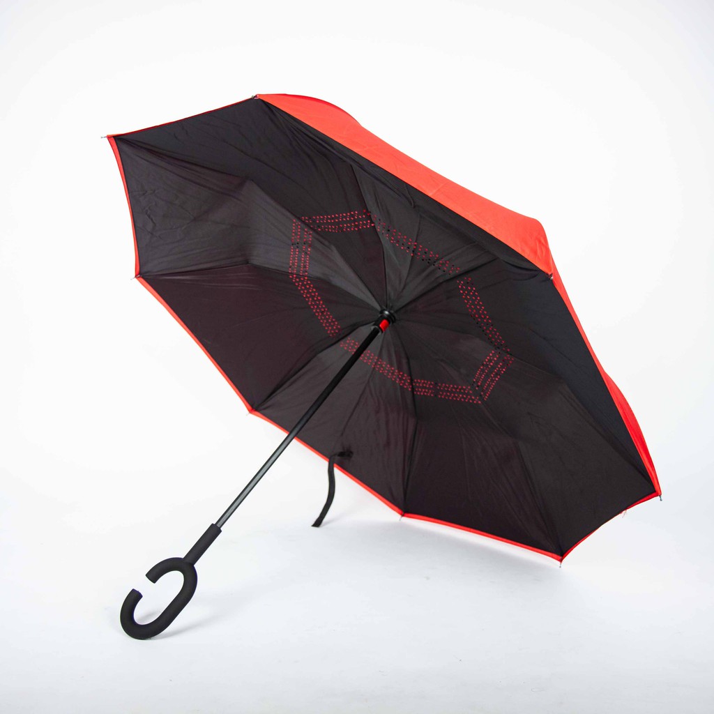 Payung mobil besar / payung terbalik / reverse umbrella kazbrella warna luar hitam dalam