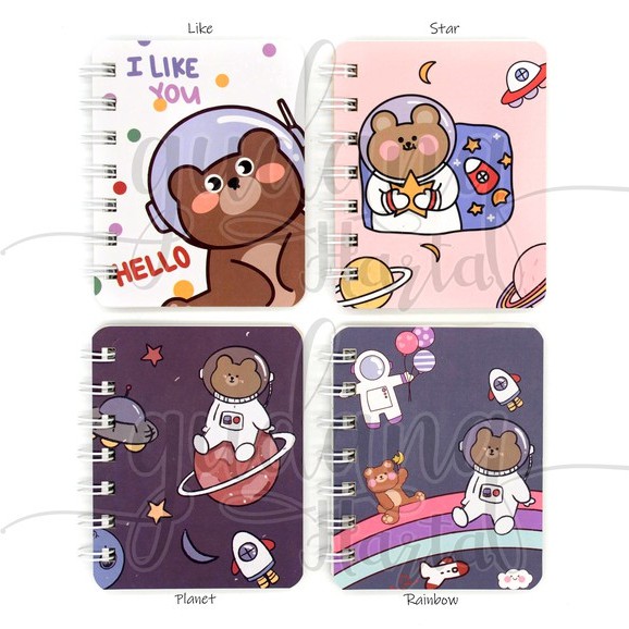 

Notebook Mini Spiral Astro Bear Buku Tulis mini Motif Astronot GH 308506