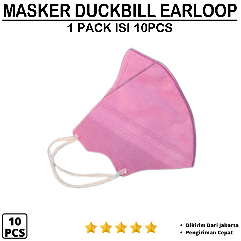 Masker Duckbill Earloop [10Pcs 5pcs] 3ply Disposable facemask Duck Bill IMPORT Tersedia Pilihan Warna Masker Hijab