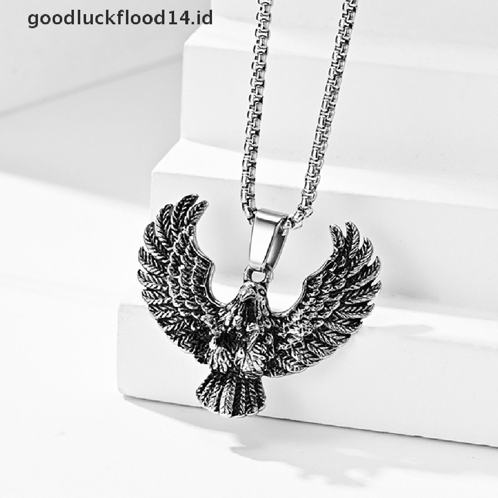 [OOID] Mens Stainless Steel Vintage Flying Eagle Pendant Necklace Spiritual Jewelry ID