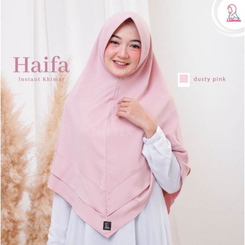 Haifa Khimar by Azmeela hijab instant simple syar'i Zara crepe pad-Dusty pink