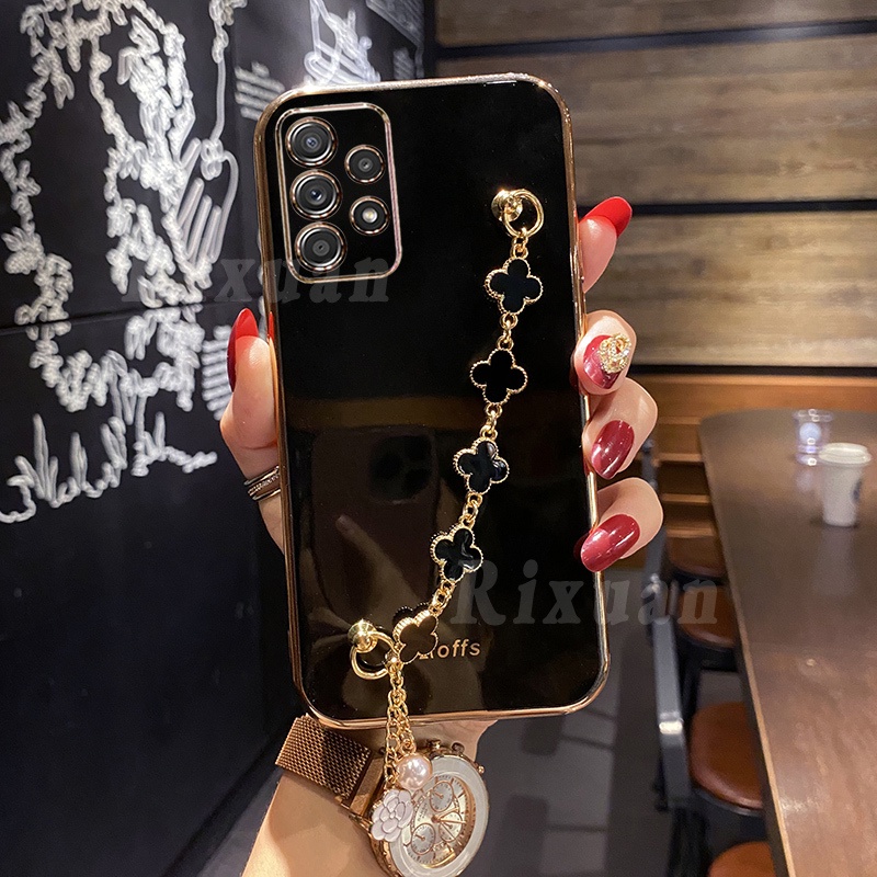 Soft Case Bahan Silikon Dengan Liontin Clover Untuk Samsung A53 A23 A33 A51 A71 A10S A20 A30 A7 2018 Note 10