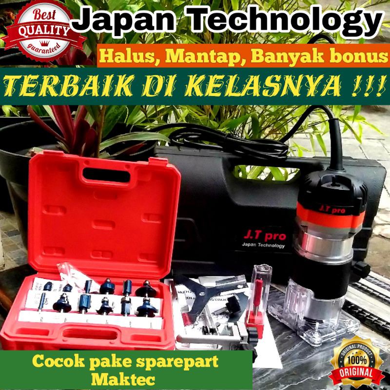 JT pro Mesin PROFIL kayu trimmer router halus berkualitas bonus Mata set 12pcs Japan Technology