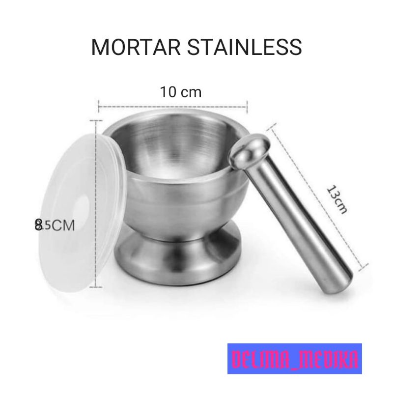 Mortar Lumpang Penumbuk Penghalus Penggerus Obat 10cm Stainless Steel / Mortar 10cm Stainless Steel