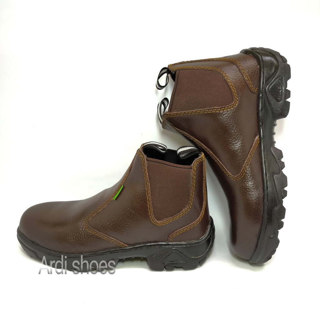 Sepatu Safety Boots Pria Kulit Sapi Asli Sepatu Sefti Cowok Ujung Besi Sepatu proyek Stand Horse 805