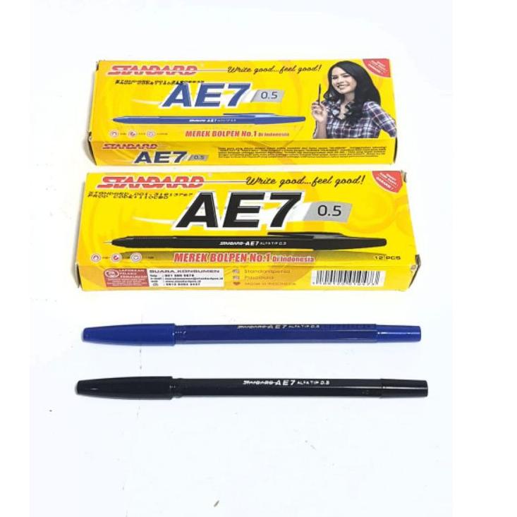 

Terbaru! Harga Grosir per kotak 12pcs Ballpoine/Pulpen STANDARD AE7 O,5 Original