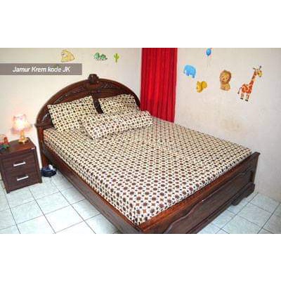 Sprei Batik Jogja Motif Jamur Krem Coklat 180