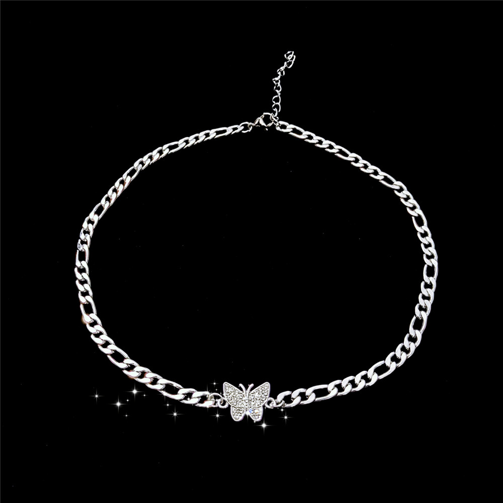 【COD Tangding】Diamond Butterfly Choker Light Luxury Small Crowd Slimmer Clavicle Necklace