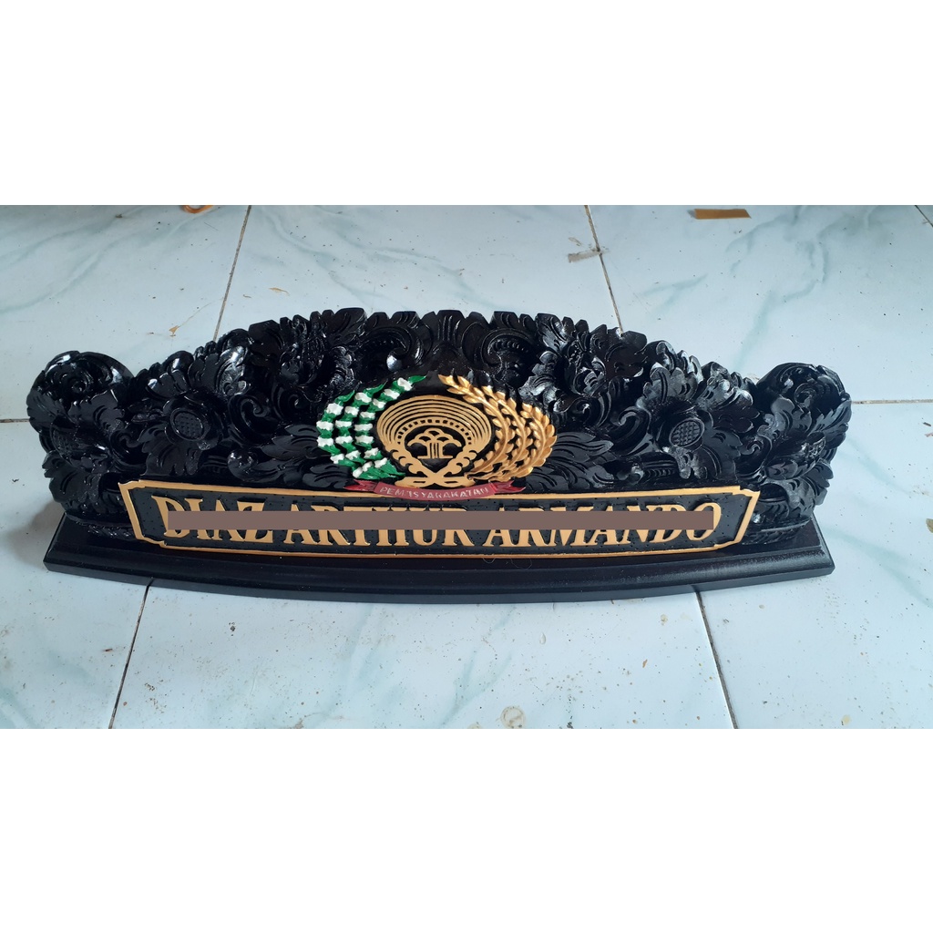 Papan nama LOGO CUSTOM name plate ukiran bali isi logo lambang kualitas ukiran Premium