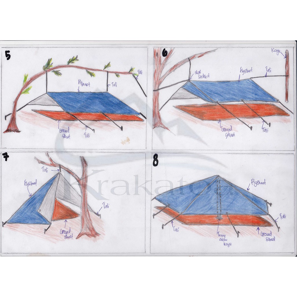 【Warna ~ COD】 Flysheet 3x2 Meter Waterproof 8 Lubang Lobang` Tenda Anti Air 2x3 m` 3*2 Bivak 2*3