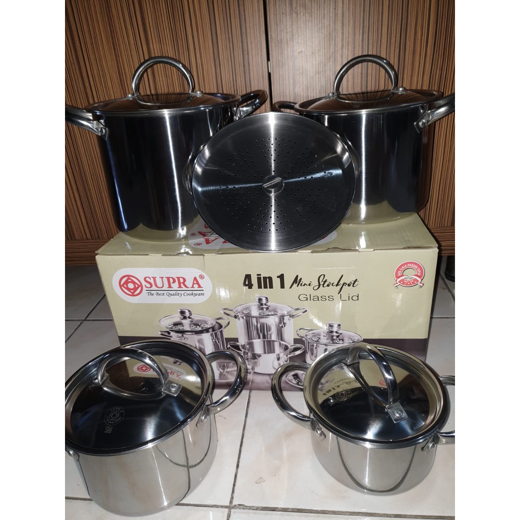 SUPRA STAINLESS MINI 4 IN 1 I STOCK POT STAINLESS 4 IN 1 I PANCI SET