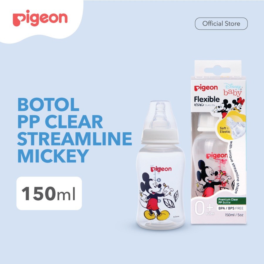 PIGEON PP CLEAR STREAMLINE MICKEY 150ML W/ S-TYPE NIPPLE PR010820