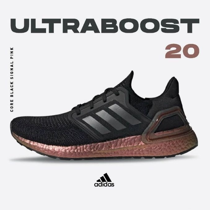 ADIDAS ULTRABOOST 20 CORE BLACK SIGNAL PINK