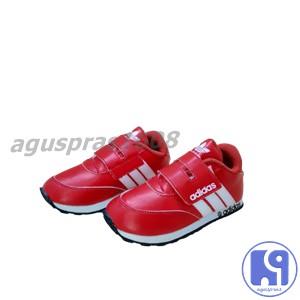 Sepatu Anak Sport Sneakers Laki Perempuan Murah Merah List Putih