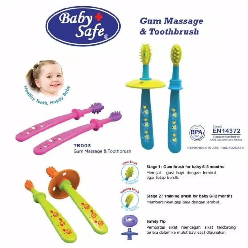 Baby Safe TB003 Gum Massage &amp; Tooth Brush/babysafe Sikat gigi silicone bayi/Silicone Toothbrush baby