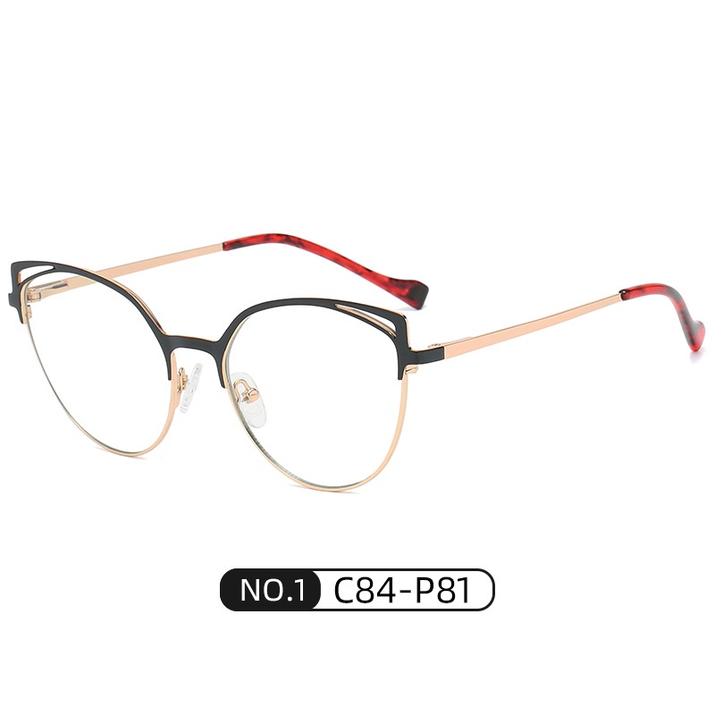 (YUZHU) COD Eropa dan Amerika Fashion Metal Spring Leg Cat Eye Glasses INS Fashion Anti Blue Light Kacamata untuk Wanita