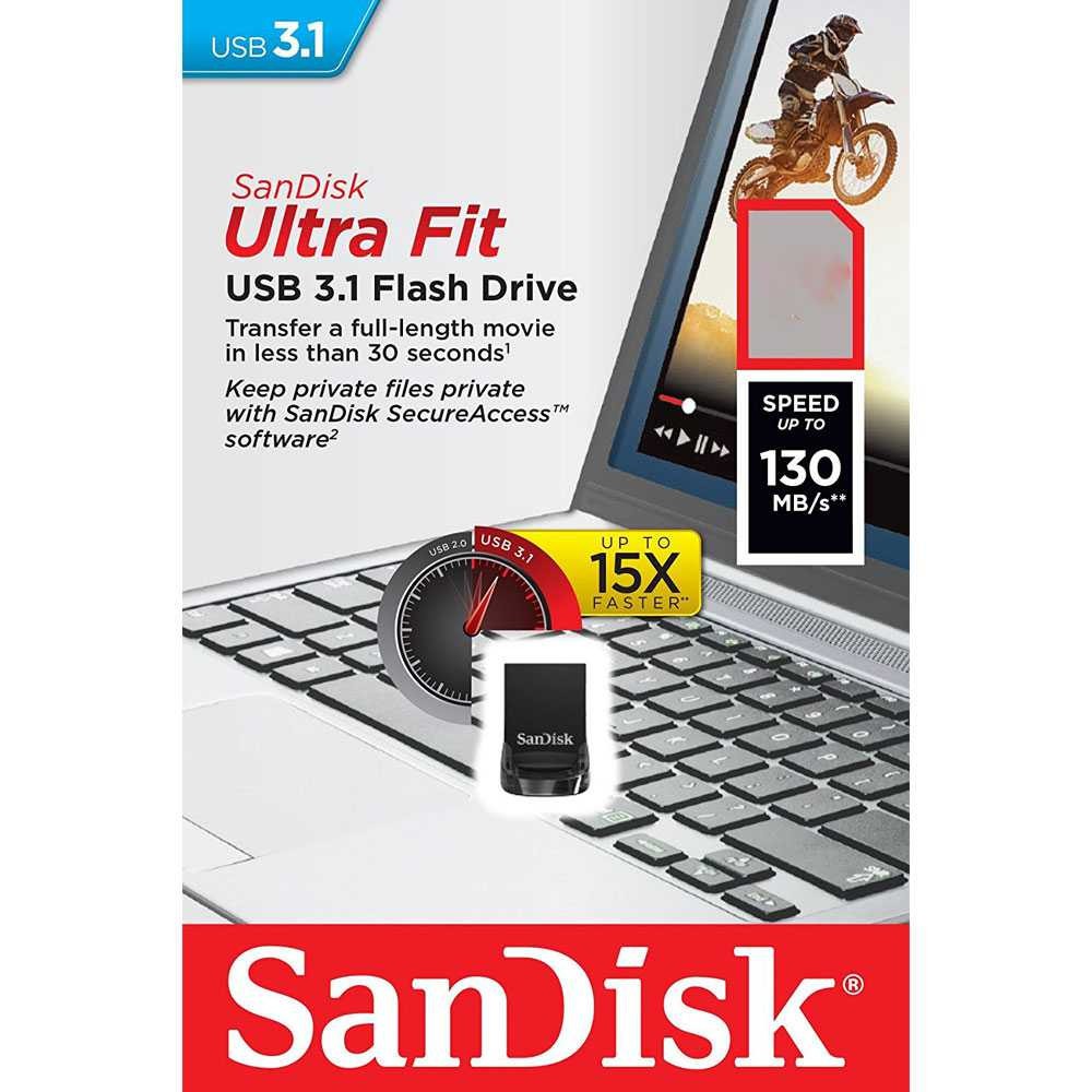 Sandisk Ultra Fit SC 10 USB 3.1 Flashdisk Kecepatan Transfer Tinggi Compact Flash Drive Ramping