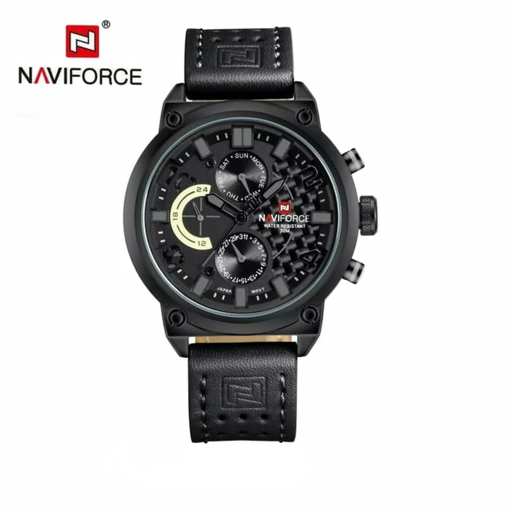 Jam Tangan NAVIFORCE 9068 NF9068M NF-9068 NF 9068 Hitam List Abu Grey
