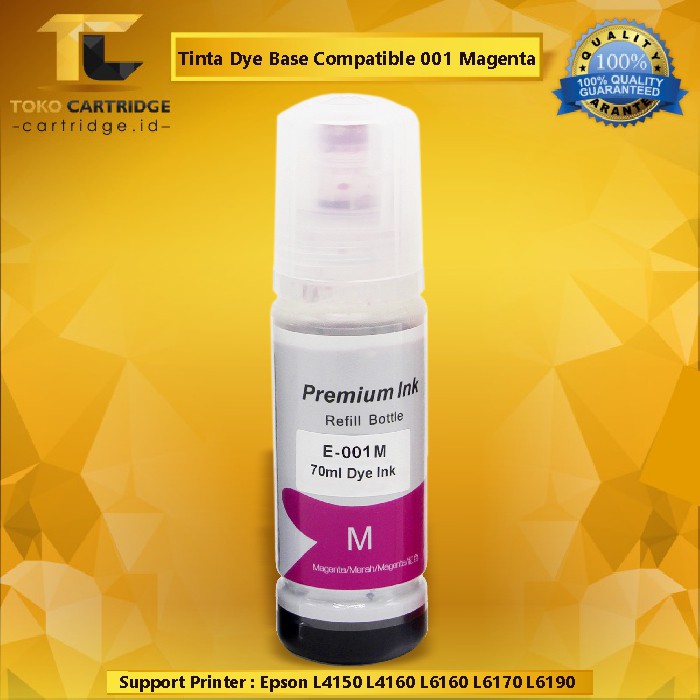 Tinta Refill Compatible 001 Dye Ink Magenta 70ml C13T03Y300 L4150 L4160 L4260 L6160 L6170 L6270 L6190