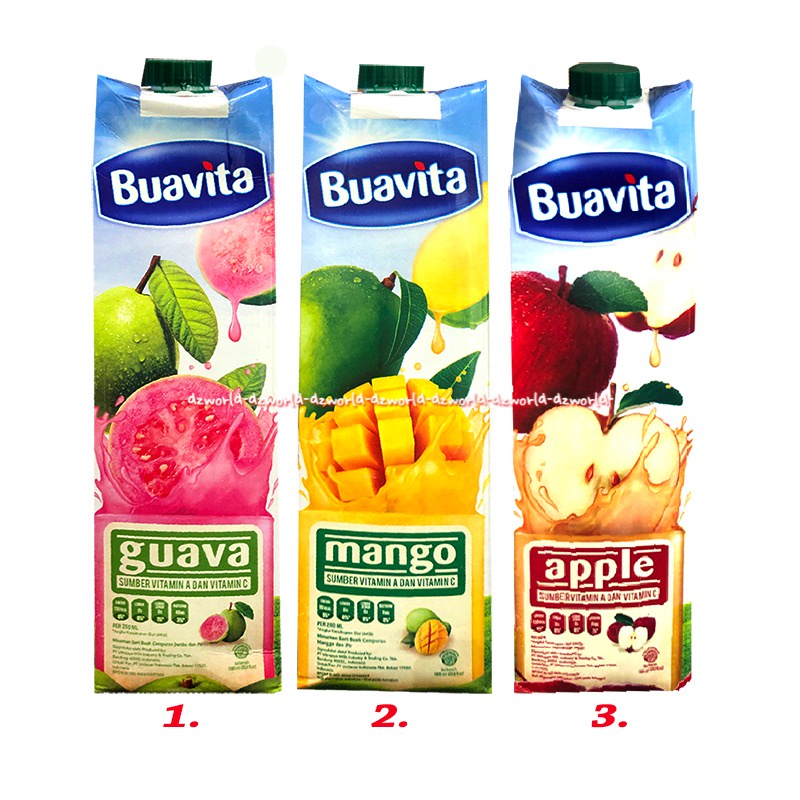 Buavita 1L Guava Mango Apple Vitamin A C Juice Siap Minum Uht Jus Jambu Biji Manga Apel Buafita UHT