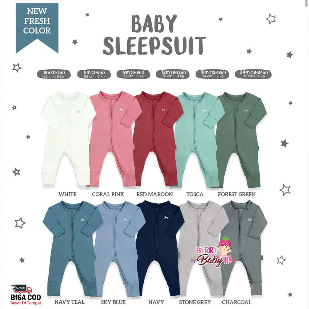 Little Palmerhaus Baby Sleepsuit Piyama Bayi Katun Premium 3-24 Bulan Boy &amp; Unisex - ED 2 Berry Mart