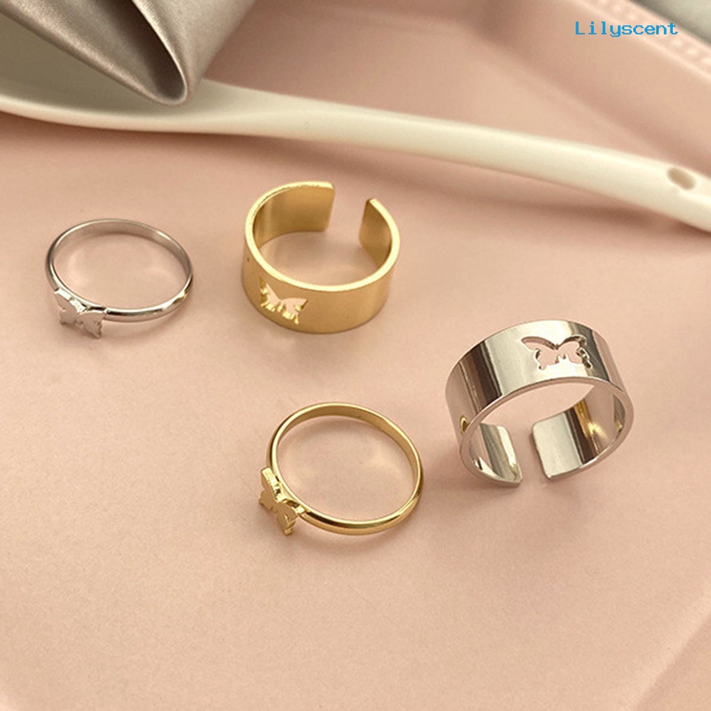 2pcs / Set Cincin Pasangan Bentuk Bulan Warna Solid Gaya Punk Untuk Hadiah Ulang Tahun Pernikahan