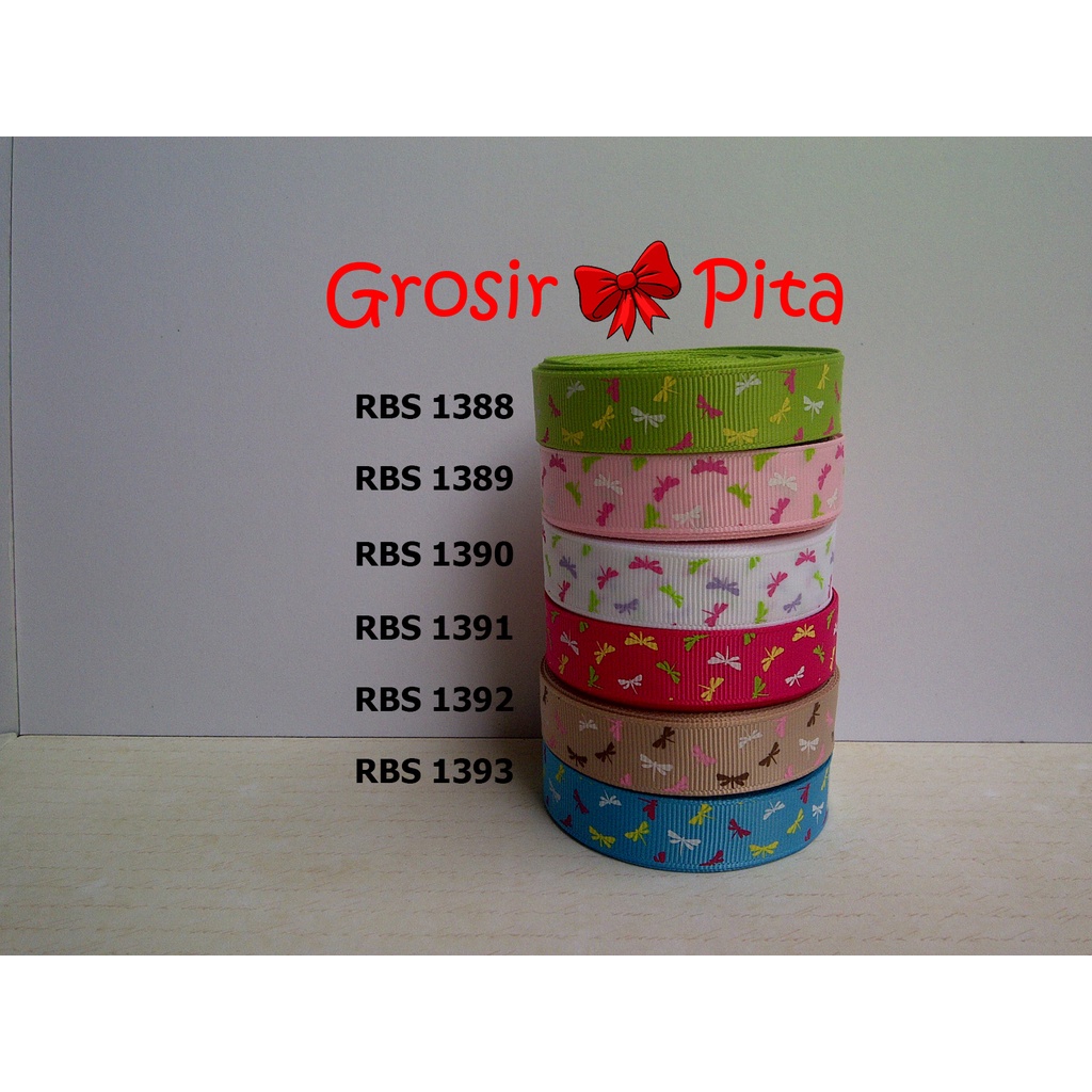 

(25 yard) Pita Grosgrain Motif Dragonfly RBS 1388,1389,1390,1391,1392,1393 | Toko Bahan Craft | Grosir Pita
