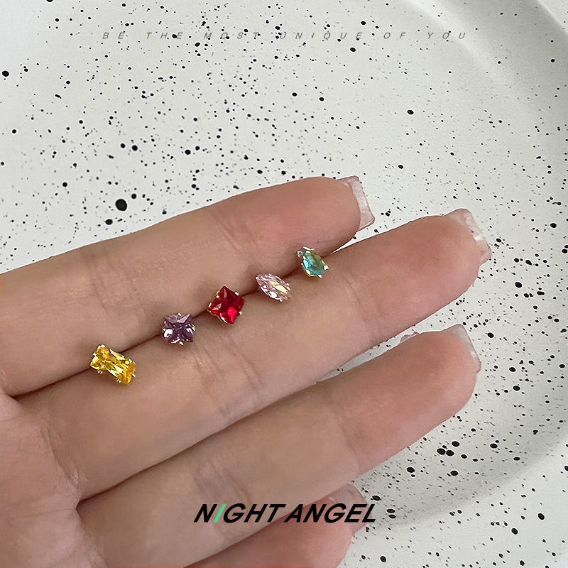 Anting Stud Kristal Berlian Warna-Warni Untuk Wanita