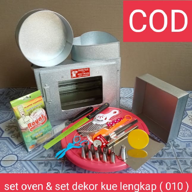 SET OVEN [ 010 ] SET DEKOR KUE LENGKAP / OVEN TANGKRING 3 SUSUN DAN SET DEKOR KUE ULANG TAHUN