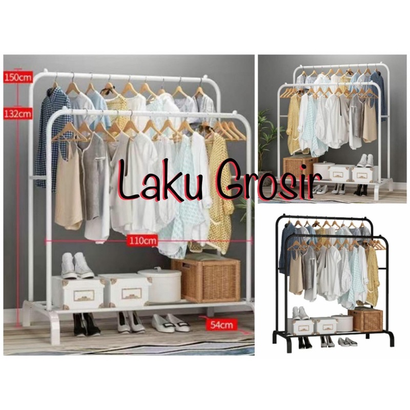 Rak hanger baju rak sepatu serbaguna CR 400 - gantungan pakaian double