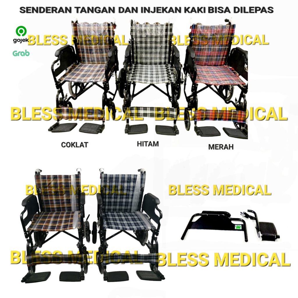 Kursi Roda Travel Omega Roda 12&quot;/16&quot; Tangan &amp; Kaki Bisa Dilepas - GOJEK/GRAB