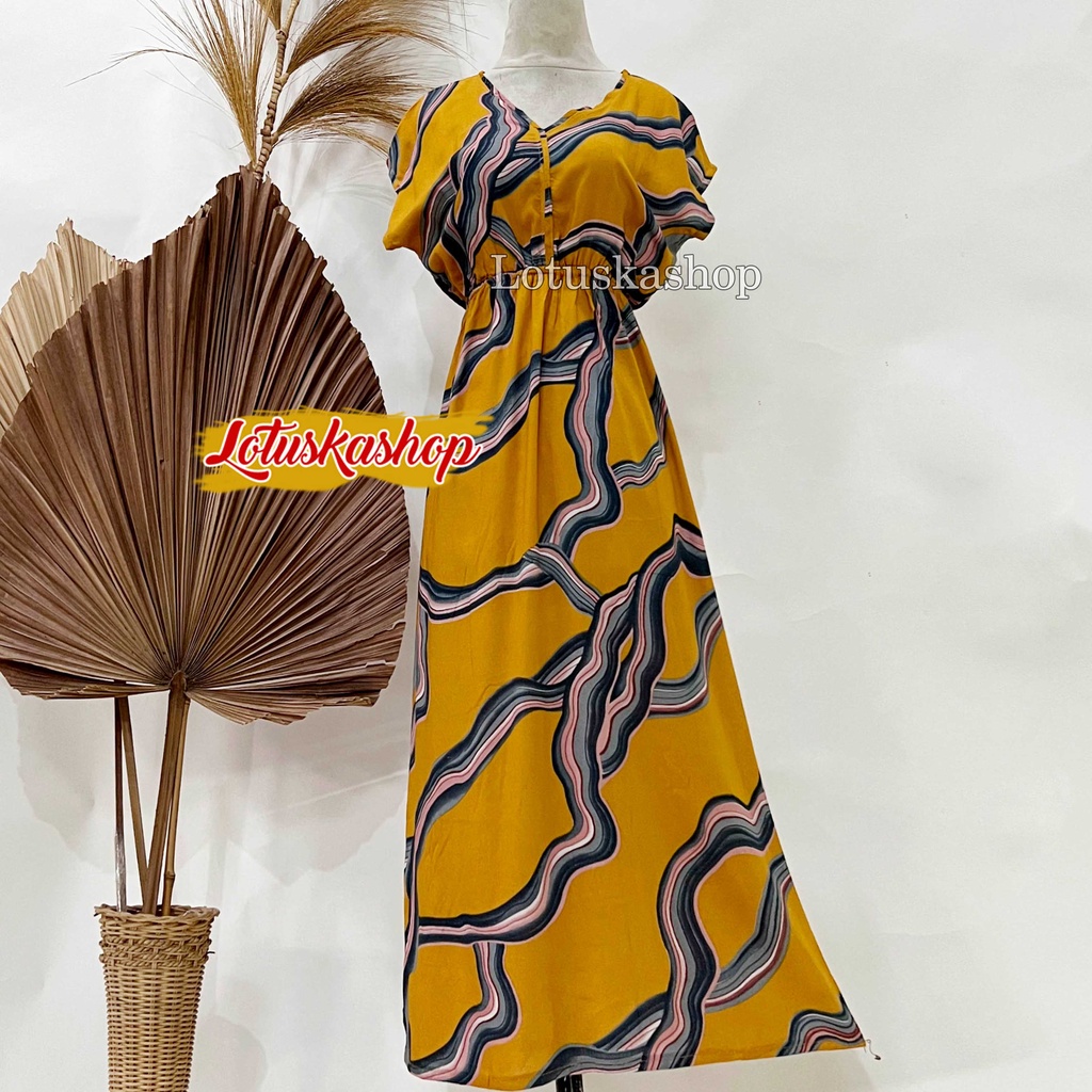 Dress Manohara Panjang Bali Vanesa-Vanesa Mustard