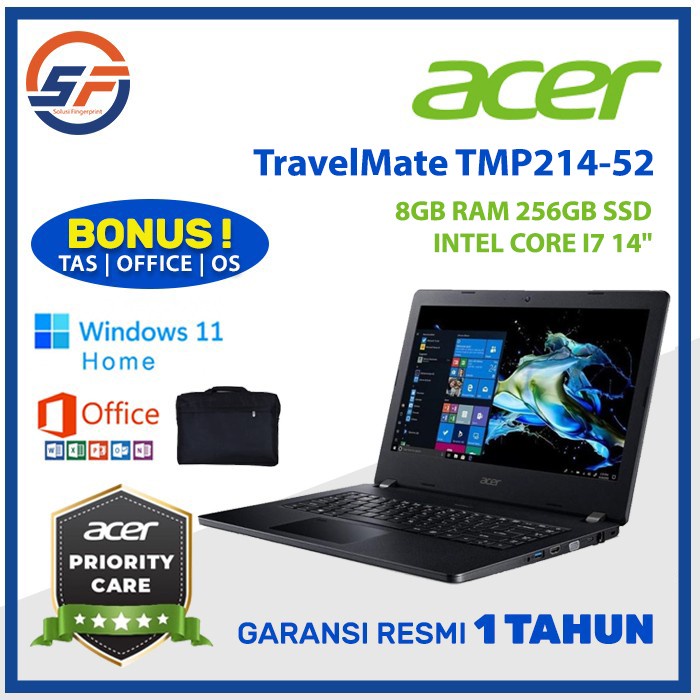 ACER TravelMate P214 52 INTEL CORE i7 10510U 8GB RAM 256GB SSD 14" - Laptop Notebook Murah - INTEL C