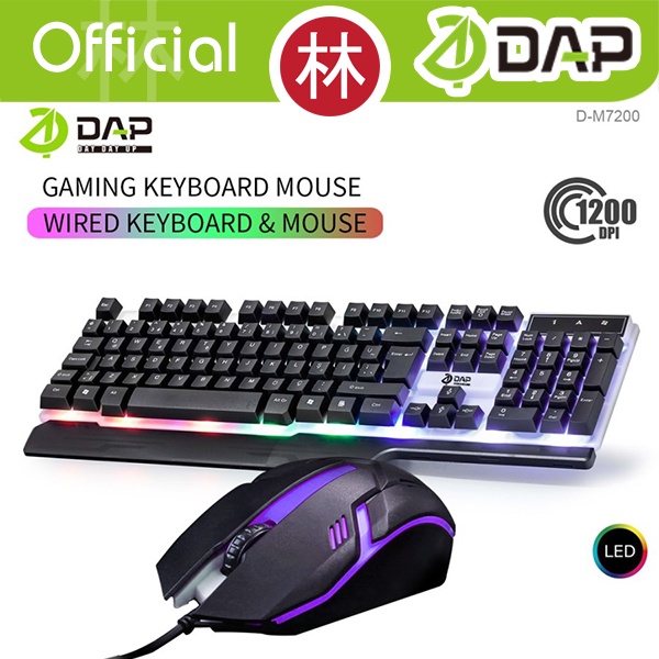 DAP D-M7200 Wired Gaming Keyboard and Mouse RGB Bundle Set