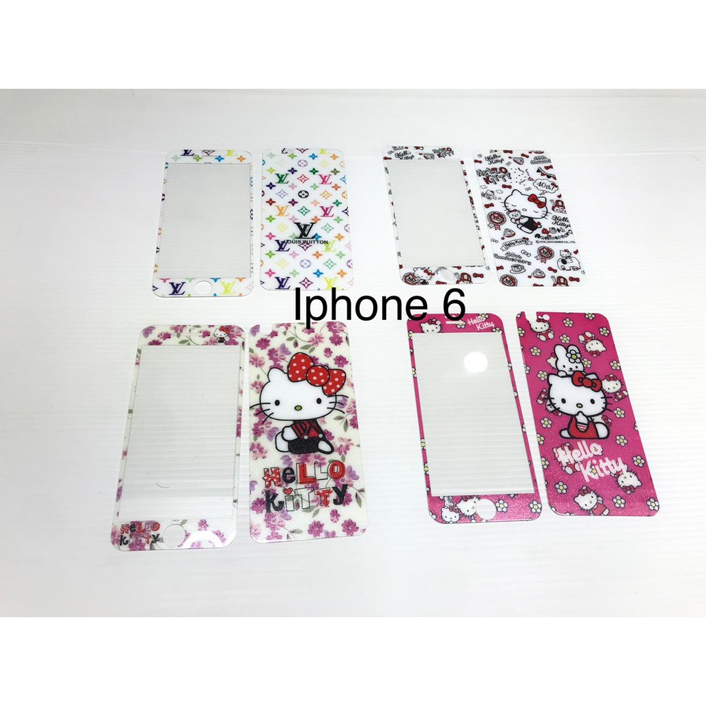 Tempered Glass Iphone 6 motif hello kitty Full depan belakang screen guard anti gores