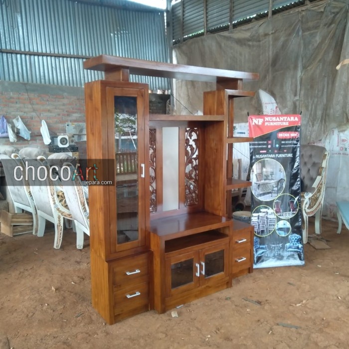 Partisi Kayu Jati Minimalis Buffet Partisi Minimalis Kayu Jati by chocoart jepara custom terbaru