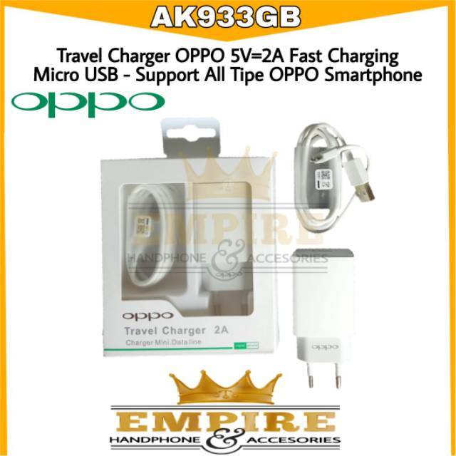 [AK933GB] Original 100% Charger OPPO F1 plus F3 F5 F7 A3s A83 A71 A57 A39 A37 Neo7 Joy Micro USB 2A