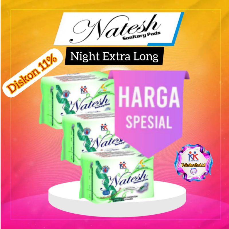 Natesh Pembalut ( Promo Hemat 3 Pack ) Natesh Extra Long Original KK Indonesia