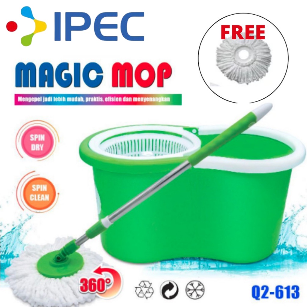 Alat Pel MAGIC MOP Free kain Refill - Alat Pel Praktis Magic Mop Spin Mop 613/ alat pel set murah 360 derajat