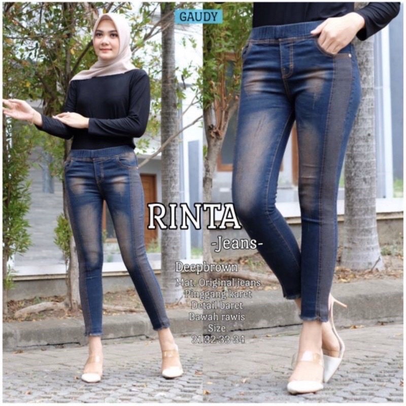 TERBARU|RINTA JEANS|CELANA JEANS APLIKASI LASER|LEGGING RUMBAY