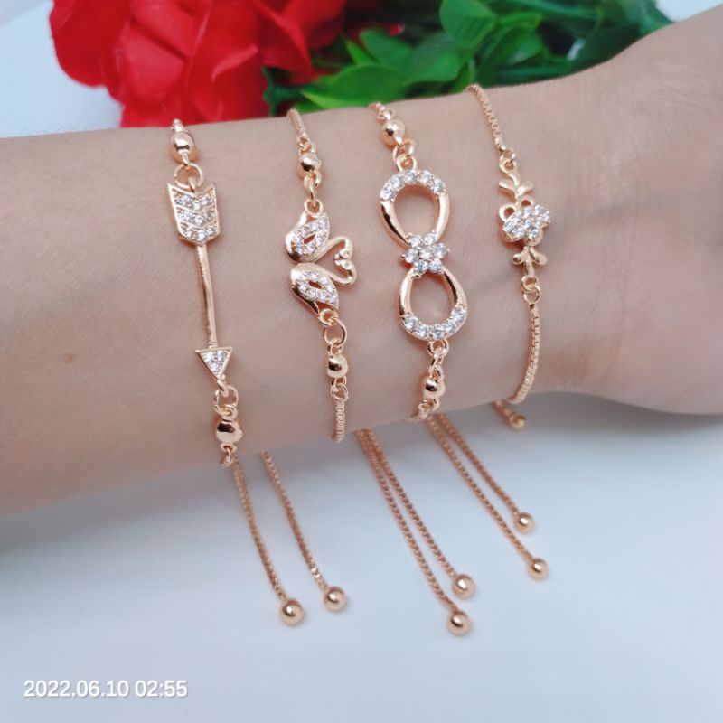 Gelang Serut Titanium Xuping Perhiasan Wanita  Aksesoris Lapis Emas 18,24 Karat